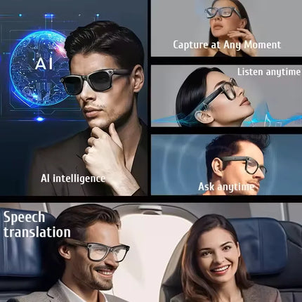 4K AI Smart Glasses 8MP HD Camera Video Bluetooth Call Intelligent Translation 270mAh Battery Voice Assistant Music Sunglasses