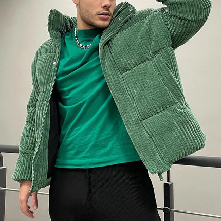 New Winter Men's Jacket Coats Corduroy Cotton Jacket Warm Bomber Jacket Loose Short Tops Bakery Wear
