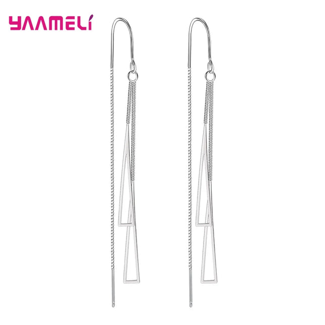 Earrings Fashion Jewelry Simple Geometric Tassel Long Box Chain Thread Pendientes Ear Decoration Ornaments