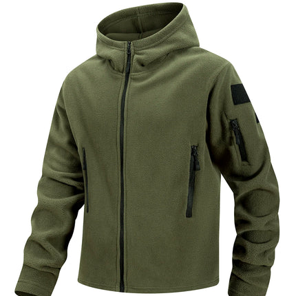 Winter Hunting Men’s Fleece Jacket Warm Coats Polar Outdoor Hoodie Jacket Multi-Pocket Casual Full Zip Sport Hiking Coat S-XXXL