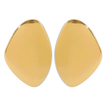 New Large Asymmetric Flat Bright Metal Alloy Massive Heavy Earrings for Women Girls Exaggerated Trend Jewelry Gifts