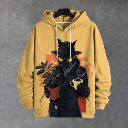 Men's Sweatshirt Casual Long Sleeve Hooded Pullover Animal Print Top Autumn Fashion Oversized Vintage Men's Hoodie Streetwear