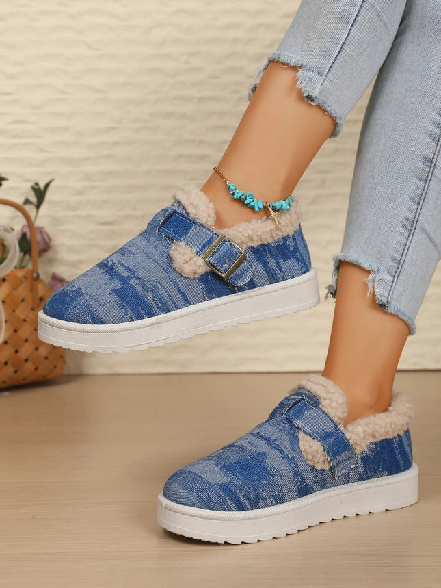 Winter women's outerwear cotton shoes, fashionable and versatile, thick soles, warm, plush, anti-slip, trendy cotton shoes.2025