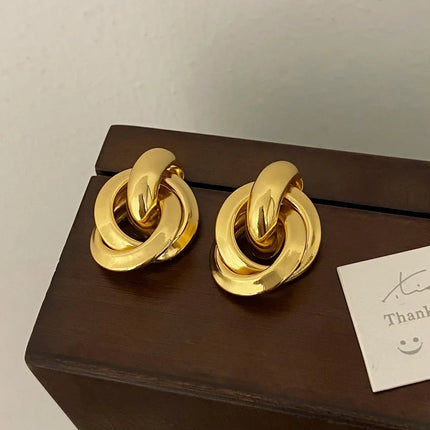 Round Stud Earrings for Women Trendy Fine Jewelry Minimalist Exaggerated  Accessories
