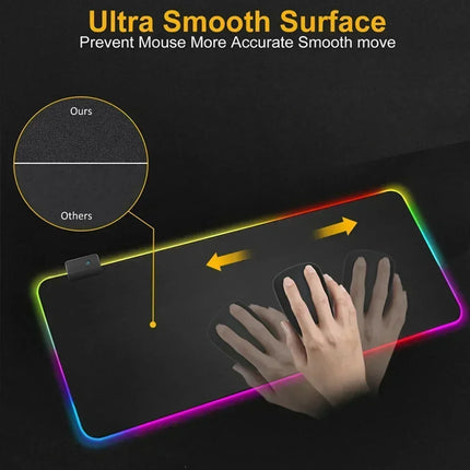RGB MSI Pc Gaming Keyboard Expansion Mouse Pad LED Glowing Mat Anti-slip Rubber Backlight Esports Game Laptop Home Office Setup