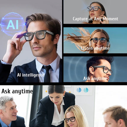 AI Smart Glasses 500W HD Camera Shooting Bluetooth Calling Intelligent Voice Assistant Control Music Smart Glasses For Men Women