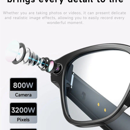 New AI Smart Glasses 800W Camera WIFI+Bluetooth Real-time Transmission Sunglasses Touch Control Video Record Glasses For XIAOMI
