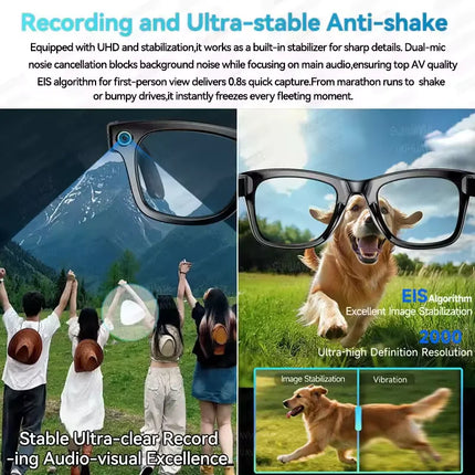 New Men AI Camera Smart Glasses Wifi 800W Pixel 4K Ultra Clear Videography AI Translation 32GB Anti Blue Light Women Glasses