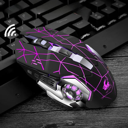 Free Wolf X8 Wireless Game Mouse Mute  Backlit Mechanical Mouse Ergonomic Charging Optical Mouse for PC Laptop Desktop