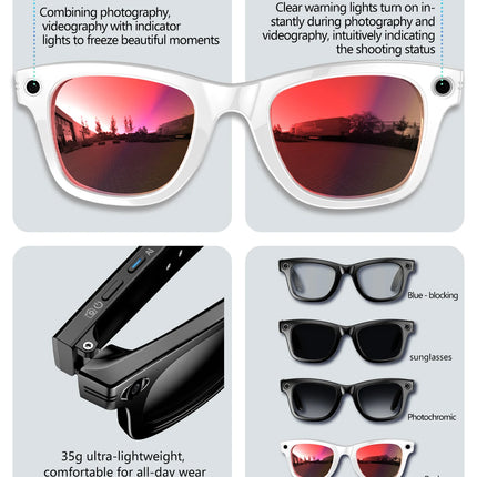 New Sunglasses Smart Glasses 8 Million Pixels Recording Videos AI Photo Recognition Answer Translation 290mAh Bluetooth Glasses