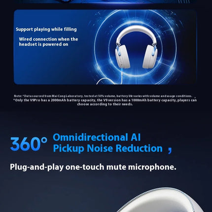 Mchose V9 Pro Gaming Headset Overhead Wireless Bluetooth Computer Gaming Headphones With Microphone Portable Audio Video Devices