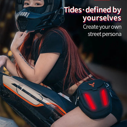 LED Red Light Motorcycle Leg Bag Thigh Belt Hip Bum Waterproof Ride Cycling Biker Waist Bag Fanny Pack Moto Travel Hiking Pocket