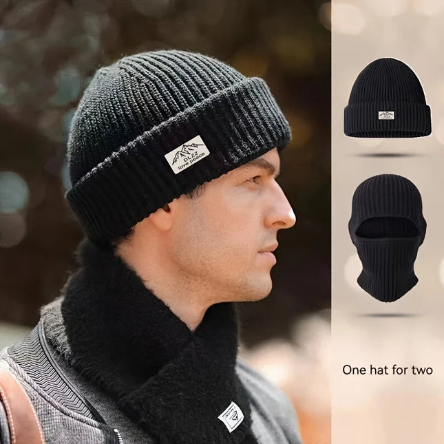 Winter Men's Hats Knitted Wool Hat Windproof And Cold Resistant Head Cover Mask Warm And Cold Hat Outdoor Balaclava Warm Hat