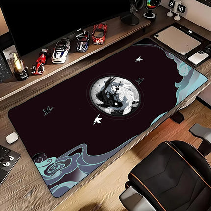 Japanese Great Wave Off/Chinese Style Dragon Mouse Pad for Gamer Setup Gaming Mousepad Rubber Keyboard Pads Pc Desk Mat 50x100cm