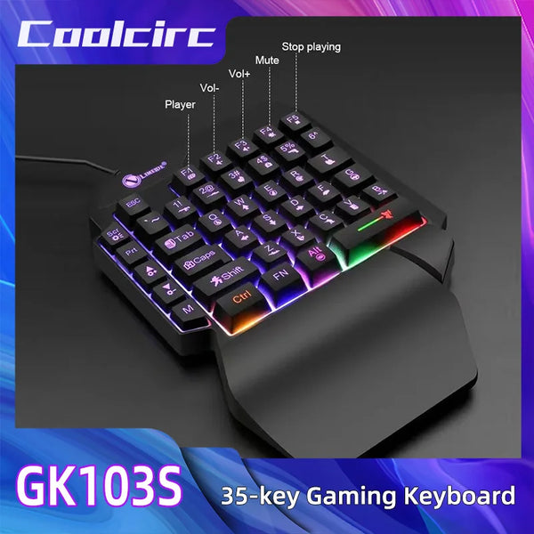 35-Key Single-Handed Mechanical Gaming Keyboard - USB Wired RGB Backlight, Ergonomic Design & Ultra-Slim Portable for Laptop/PC
