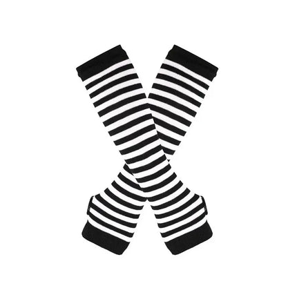 Winter Warm Long Sleeves Gloves for Man Women Fingerless Stripe Hip-Hop Knitted Elbow Mittens Elastic Outdoor Warmer Arm