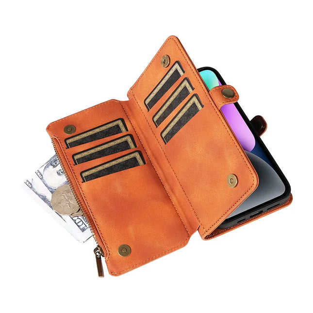 Multi-pocket Leather Wallet Case For iPhone 17 16 15 14 13 12 11 Pro MAX Wallet Card Holder For iPhone 15 Plus Book Case