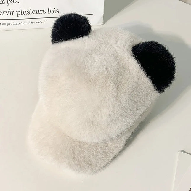 1pc Bear Ears Baseball Hat for Women,cute Plush Cold Warm Adjustable Head Cap,Suitable for Daily Wear,Christmas,Travel,Holiday
