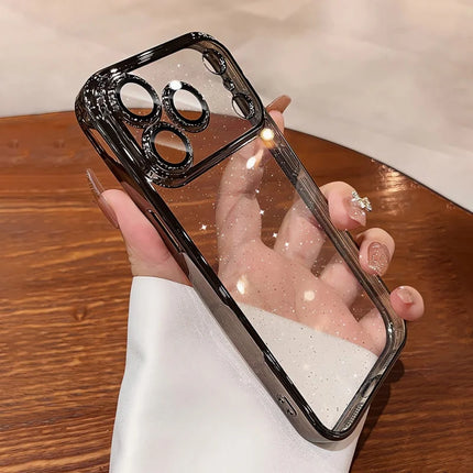 Plating Glittering Sparkle Transparent Phone Case For iPhone 17 Lens Camera Protection Slim Cover
