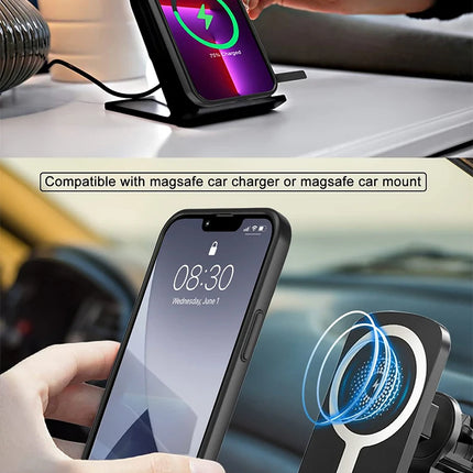 Magnetic Phone Cases with Stand for iPhone 17 Mobile Case Clear Black Cover with Kickstand