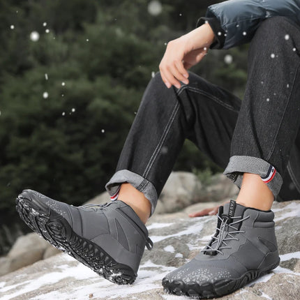 Winter Barefoot Boots Men Winter Shoes Barefoot Ankle Boots 36-46 Couple Snow Shoes Outdoor Hiking Shoes Fur Warm Plush Boots