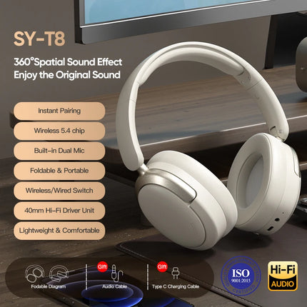 EOENKK Chioce Original SY-T8 Wireless Headphones Bluetooth 5.4 20h Long Battery Life Noise Reduction Gaming Headset With Mic