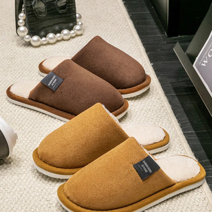 Winter Warm Slippers Men House Non Slip Soft Shoes Comfortable Flat Heel Home Indoor Bedroom Plush Slippers Bedroom Female shoes