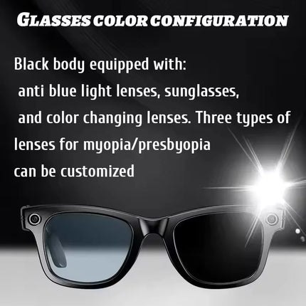 4K AI Smart Glasses 8MP HD Camera Video Bluetooth Call Intelligent Translation 270mAh Battery Voice Assistant Music Sunglasses