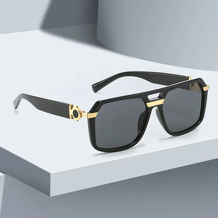 2025 Sunglasses for Women Fashionable Square Frame Glasses with Golden Decorative Lens