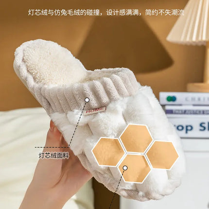 Winter Footwear Flat New Autumn Women Indoor Home Non Slip Versatile House Shoes Warm Plush Cotton Slippers TG06