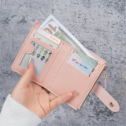 Women's Solid Color Button Wallet
