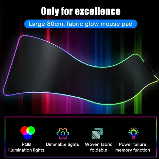 RGB MSI Pc Gaming Keyboard Expansion Mouse Pad LED Glowing Mat Anti-slip Rubber Backlight Esports Game Laptop Home Office Setup