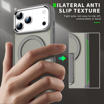 Luxury For Magsafe Phone Case For iPhone 17 Magnetic Wireless Charge Folding Stand Holder Matte Cover Cases