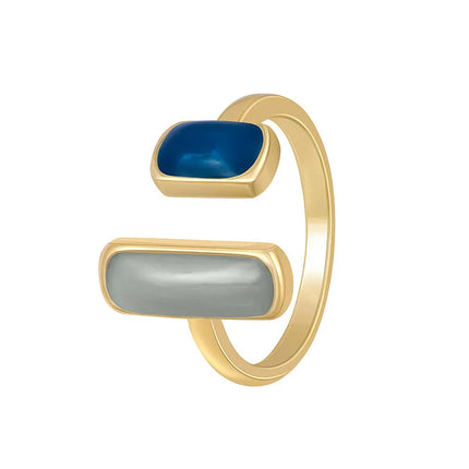 New Adjustable Colorful Drip Glaze Ring - Fashion Retro Geometric Gold Colour Metal Rings