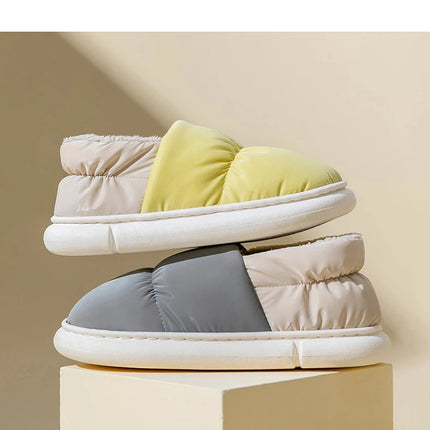 Waterproof Winter Shoes for Men's 2025 New Plush Slippers Women Ankle Boots Warm White Couple Cotton Couples Platform Shoes