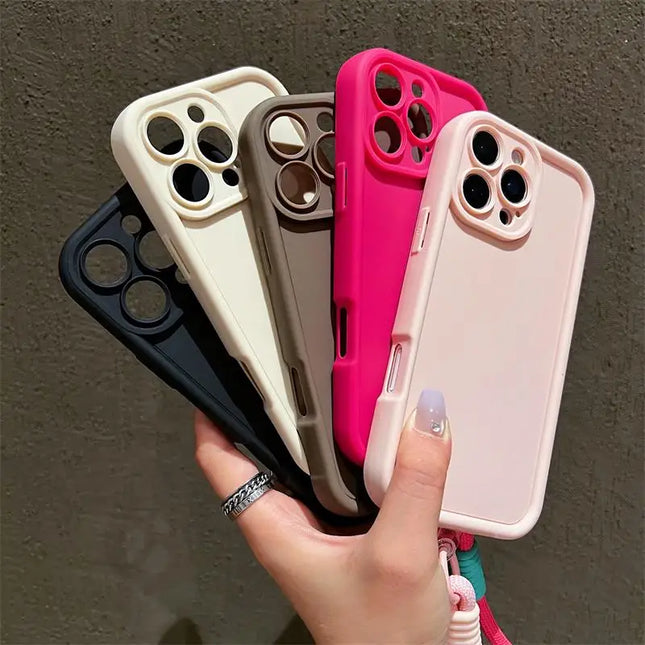 Luxury Colorful Lanyard Soft Silicone Phone Case For iPhone 17 16 15 14 13 12 11 Pro Max 16E X XR XS Max 7 8 16 Plus 17Air Cover