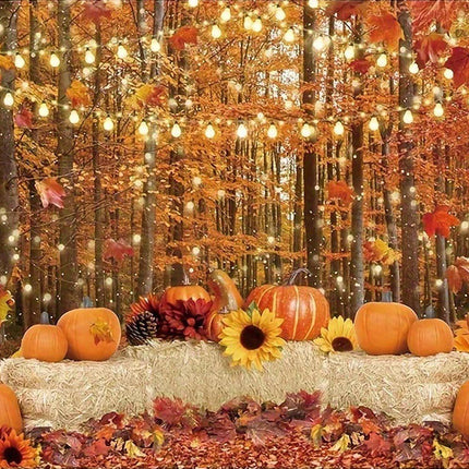 Fall Harvest Backdrop Autumn Barn Pumpkin Thanksgiving Maple Photography Background Festivals Party Baby Shower Decor Banner