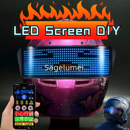 NEW APP Programmable LED Screen DIY Led Helmet Display Motorcycle Helmet Warning Light Night Riding RGB Bike Helmet Taillight