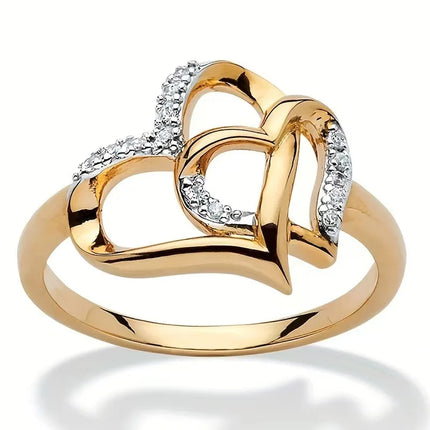 A pair of heart-shaped rings for women, simple and youthful in style.