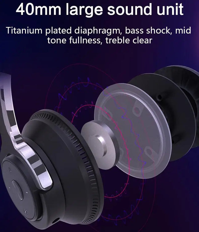 Super Bass Gaming Headsets RGB Lights Effect Wireless Bluetooth Headphones HIFI Sound Noise Reduction Gamer Earphones in HD Mic