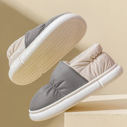 Waterproof Winter Shoes for Men's 2025 New Plush Slippers Women Ankle Boots Warm White Couple Cotton Couples Platform Shoes