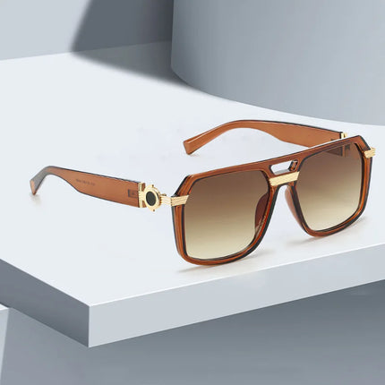 2025 Sunglasses for Women Fashionable Square Frame Glasses with Golden Decorative Lens