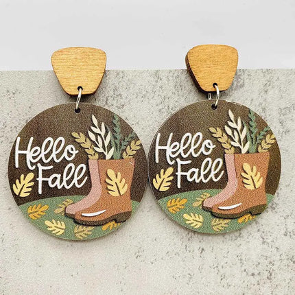 2024 New Autumn Thanksgiving Earrings Turkey Pumpkin Maple Leaf Wooden Earrings Women's Thanksgiving Festival Jewelry