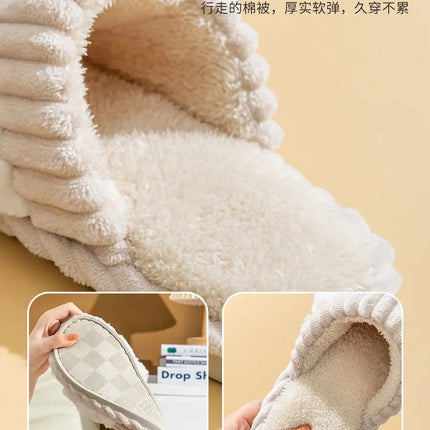 Winter Footwear Flat New Autumn Women Indoor Home Non Slip Versatile House Shoes Warm Plush Cotton Slippers TG06