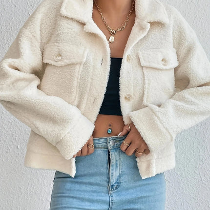 Winter Lamb Wool Short Coat For Women Thicken Warm Long Sleeve Turtleneck Jackets 2024 Autumn Fashion Streetwear Ladies Overcoat