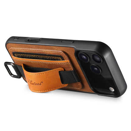 SUTENI Phone Case Wrist Strap Ring Buckle Faux Leather Card Holder Stand For iPhone 17 Pro Max 16 Plus 15 14 13 12