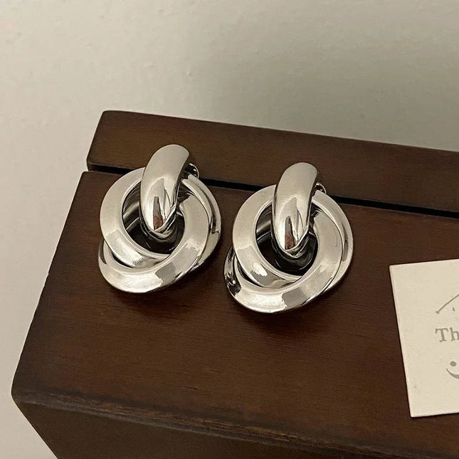 Round Stud Earrings for Women Trendy Fine Jewelry Minimalist Exaggerated  Accessories