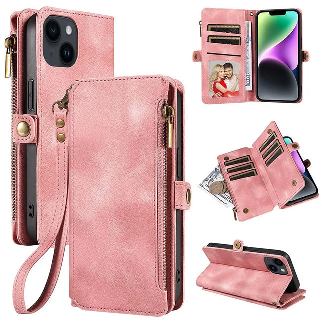 Multi-pocket Leather Wallet Case For iPhone 17 16 15 14 13 12 11 Pro MAX Wallet Card Holder For iPhone 15 Plus Book Case