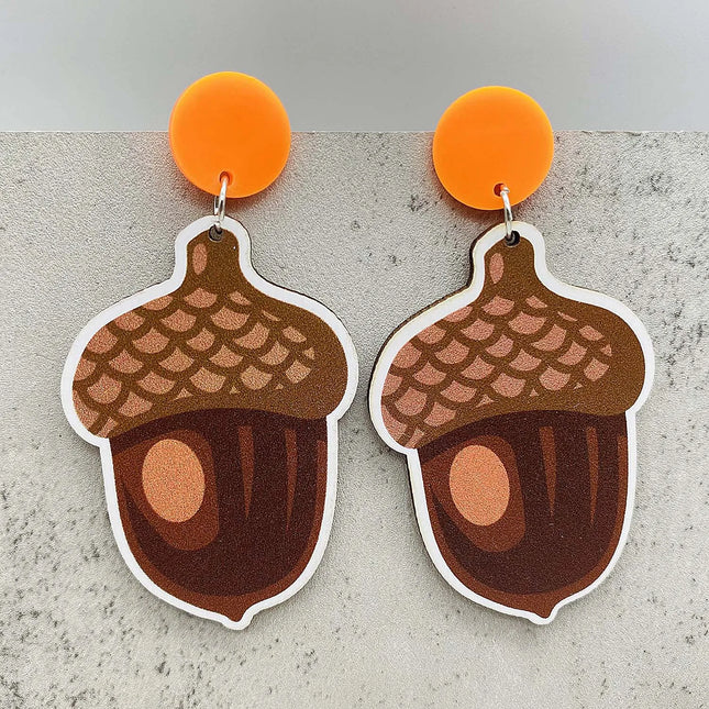 2024 New Autumn Thanksgiving Earrings Turkey Pumpkin Maple Leaf Wooden Earrings Women's Thanksgiving Festival Jewelry