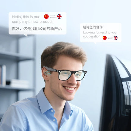 New AI Translation Smart Glasses Bluetooth Call Headphones UV Protective Lenses Connected Bezel Outdoor Sports Sunglasses
